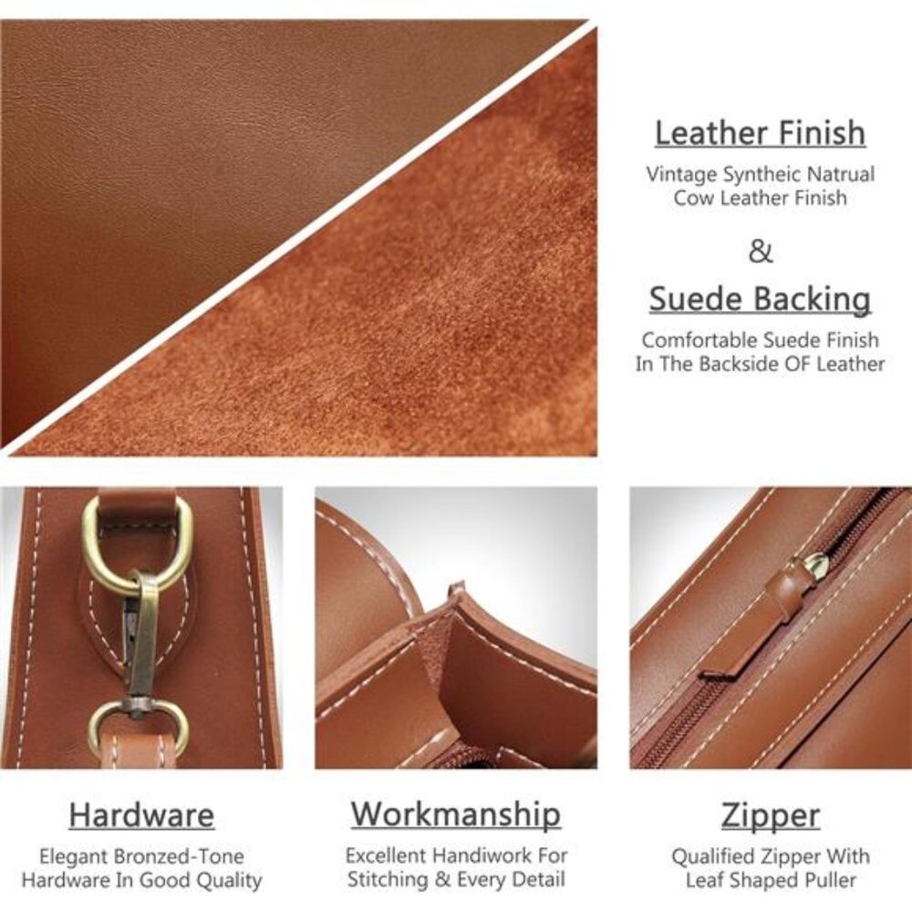 Crossbody Saddle Vegan Leather Bag Small Retro Satchel For Women Vintage Simple - Picture 11 of 14